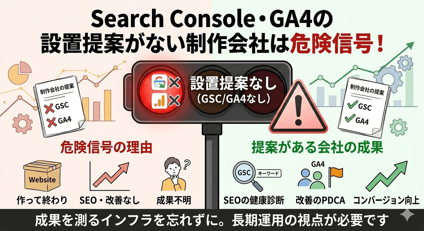 Google Search Consoleの設置提案がない制作会社は危険信号